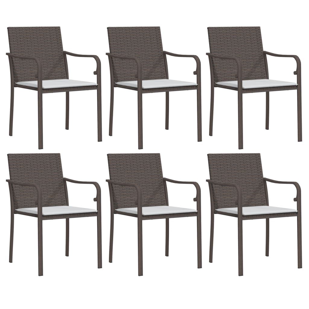 7 piece outdoor dining set with cushions poly rattan and steel