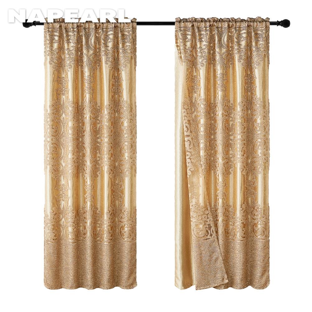 1PC NAPEARL European Luxury Blackout and Sheer Double Layered Curtains for Bedroom Living Room Home Decor
