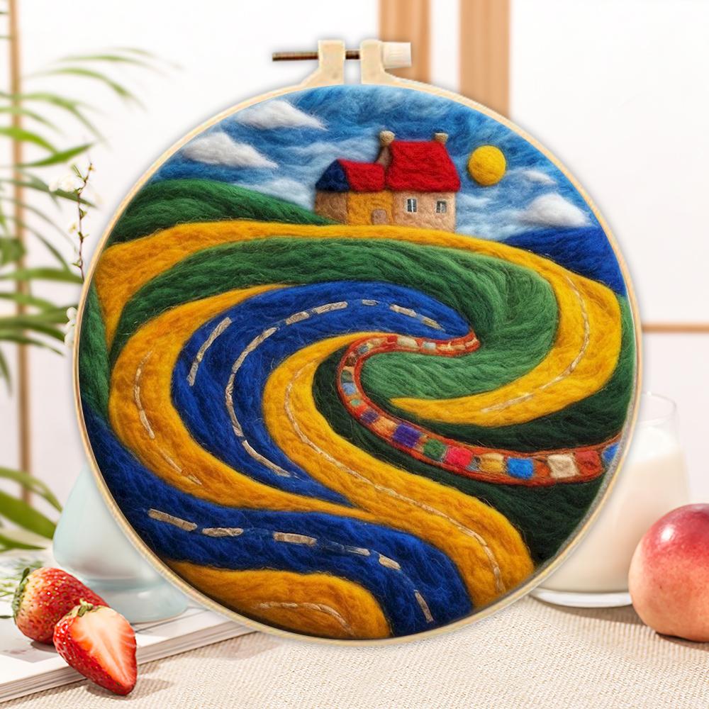 CHENISTORY Paquete de Fieltrado con Lana Árbol de la Vida Kit de Pintura de Fieltrado con Lana con Kit de Bordado Divertido DIY Aguja de Fieltro Marco de 20x20cm