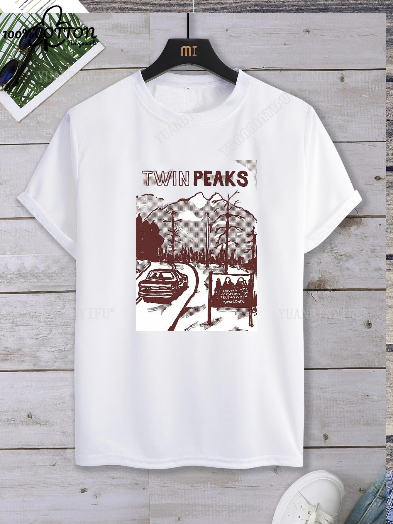 

Leisure Classic Film TWIN PEAKS Printed Cotton T-shirt Top Unisex Short Sleeve Short-sleev O-neck Streetwear S-6XL XL