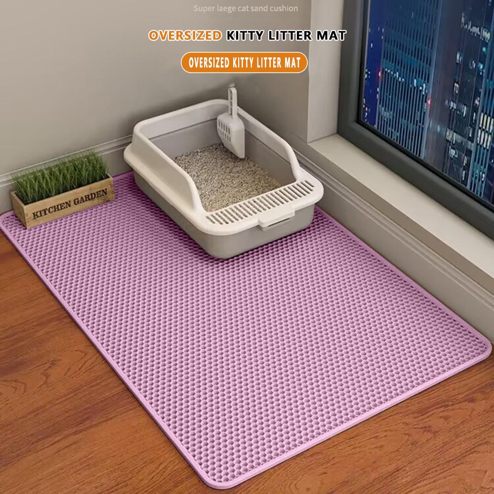 Extra Large Washable Cat Litter Box Mat - Anti-Splash, Anti-Tracking, Double Layer EVA Filter