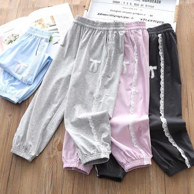 Pantalon d'été fin pour filles, pantalon décontracté en dentelle pour enfants, pantalon de sport ample et respirant pour petites filles