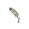 Copper Gold-Plated Two-Color Feather Brooch with Micro-Inlaid Zircon and 4-6mm Pearl Pin