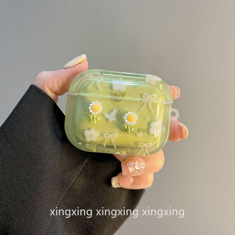 

Ins Spring and Summer Sunflower Flower for Apple Airpods4 Protective Case Bluetooth Airpodspro2 Generation 3 Generation Earphone Case airpods3 Green Sunflower Flower [Single Shell]]