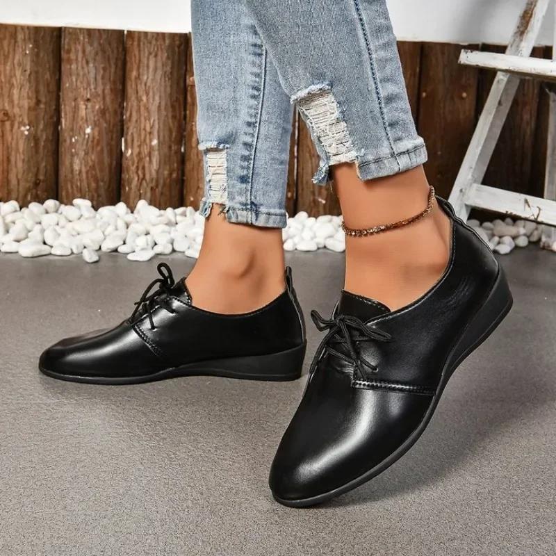 2024 Genuine Leather Summer Loafers Women Casual Shoes  Soft Pointed Toe Ladies Footwear Women Flats Shoes Female