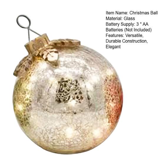 Weihnachtsornament mit Glasplatte und LED-Lichtern Glaskugel mit Timerfunktion 6-Zoll Leuchtkugel für festliche Tischdekoration