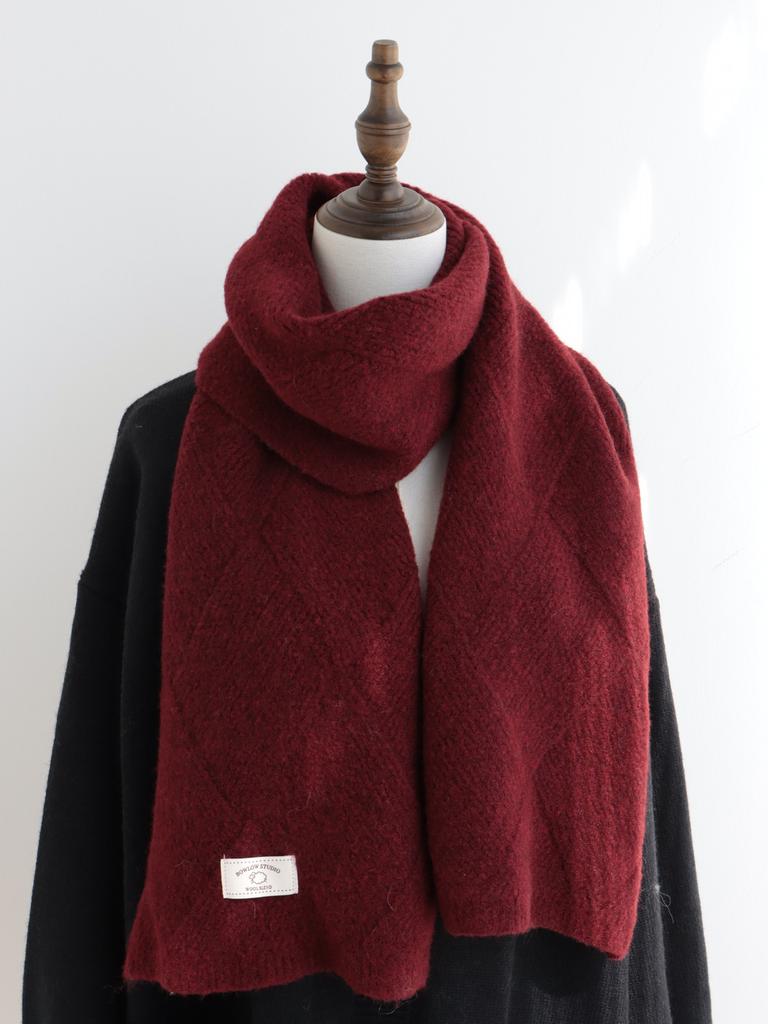 Cotton blended knitted scarf women's autumn and winter new white label soft waxy wool warm scarf shawl men