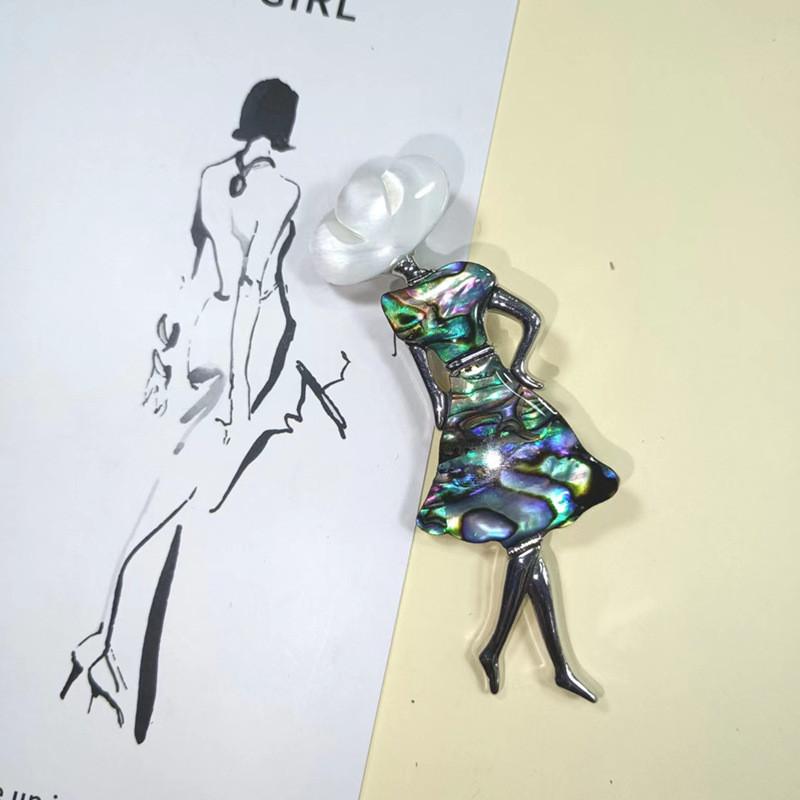 Art Nouveau Shell Dancer Brooch For Women Men With Handcrafted Inlay Fashion Accessory