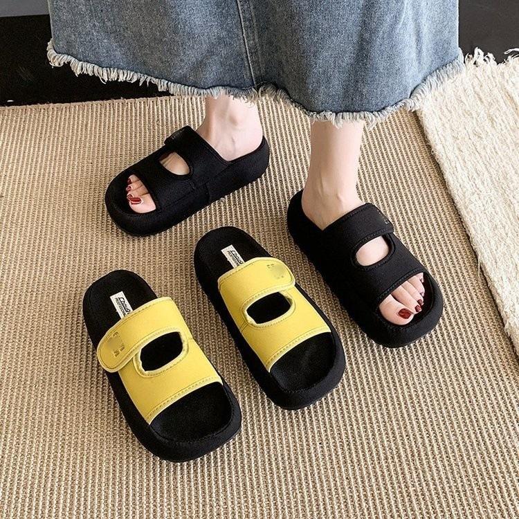 Small Height-increasing Platform Slippers Women's Summer Wear 2025 New Internet Celebrity Velcro Cool Slippers Beach Flip