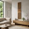Oak panel clock in slats 155x30cm