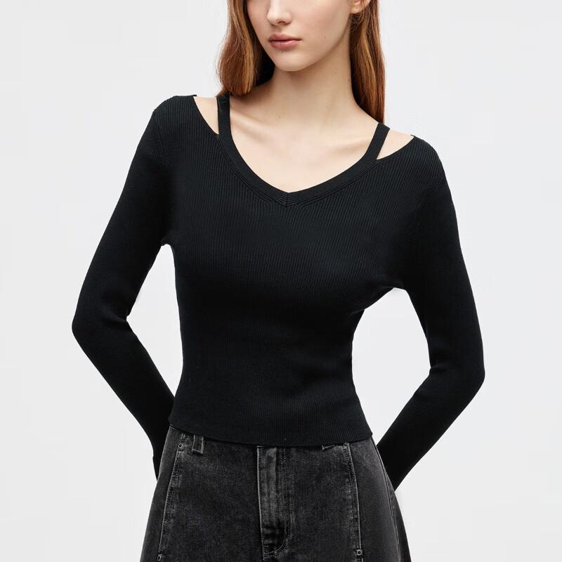 ONLY Women's Sweet V-Neck Off-Shoulder Knit Sweater