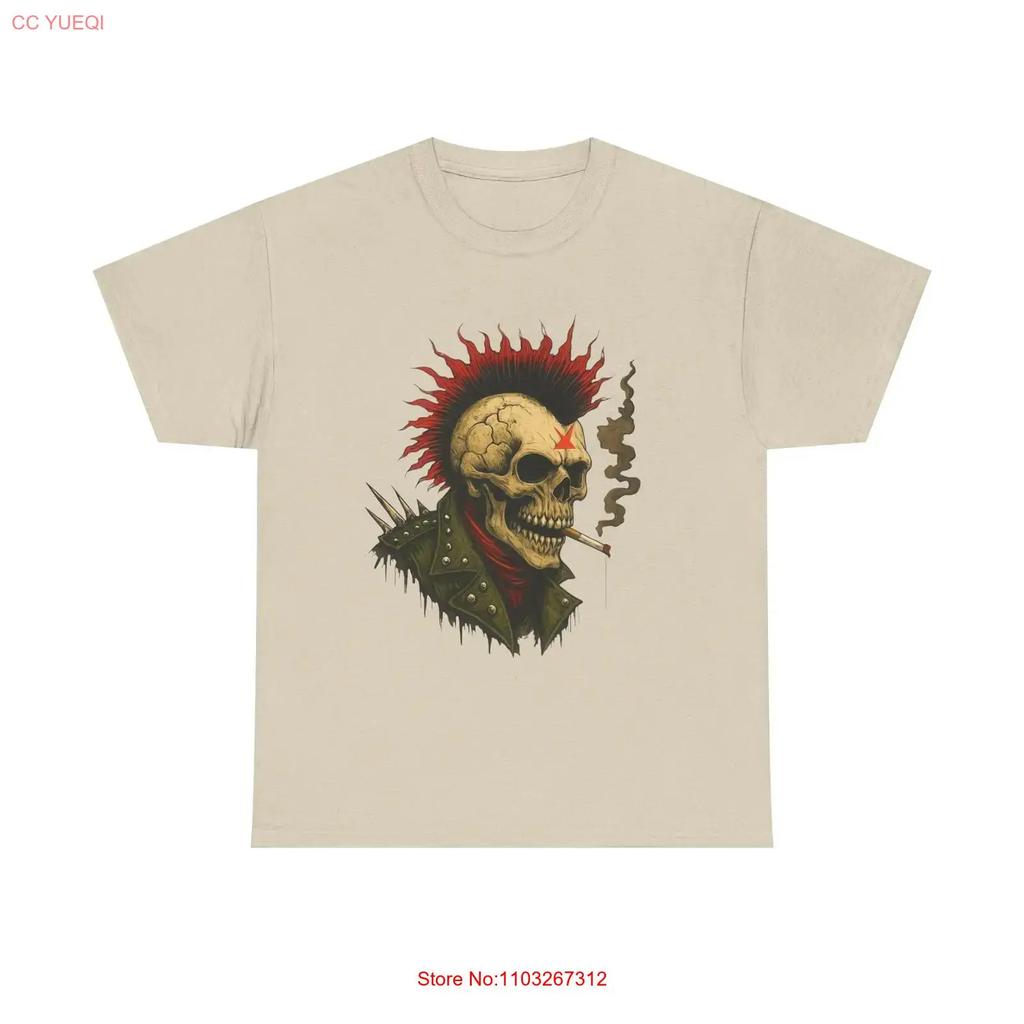 Punk Skull T Shirt Heavy Cotton Edgy Streetwear Music Festival Vintage Unisex Graphic Breathable Top For Everyday Wear