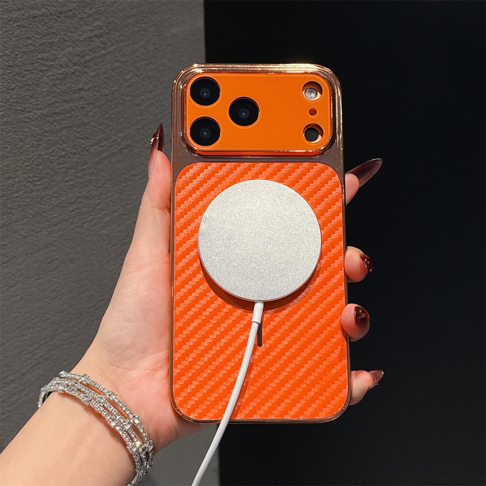 Orange Magnetic For Magsafe Matte Phone Case For iPhone 17 Pro Max Air 16 Pro 15 Plus 14 13 17Pro Wireless Charging Armor Funda