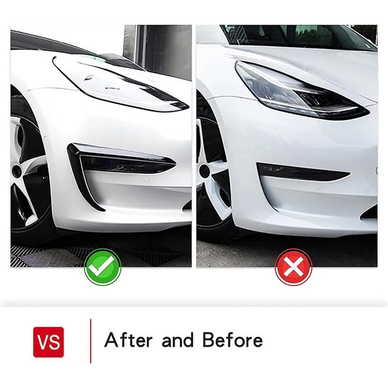 For Tesla Model 3 Model Y 2017-2023 Front Bumper Fog Lamp Wind Knife Spoiler 1Pair Car Fog Lamp Trim Cover Fog Light Eyebrow