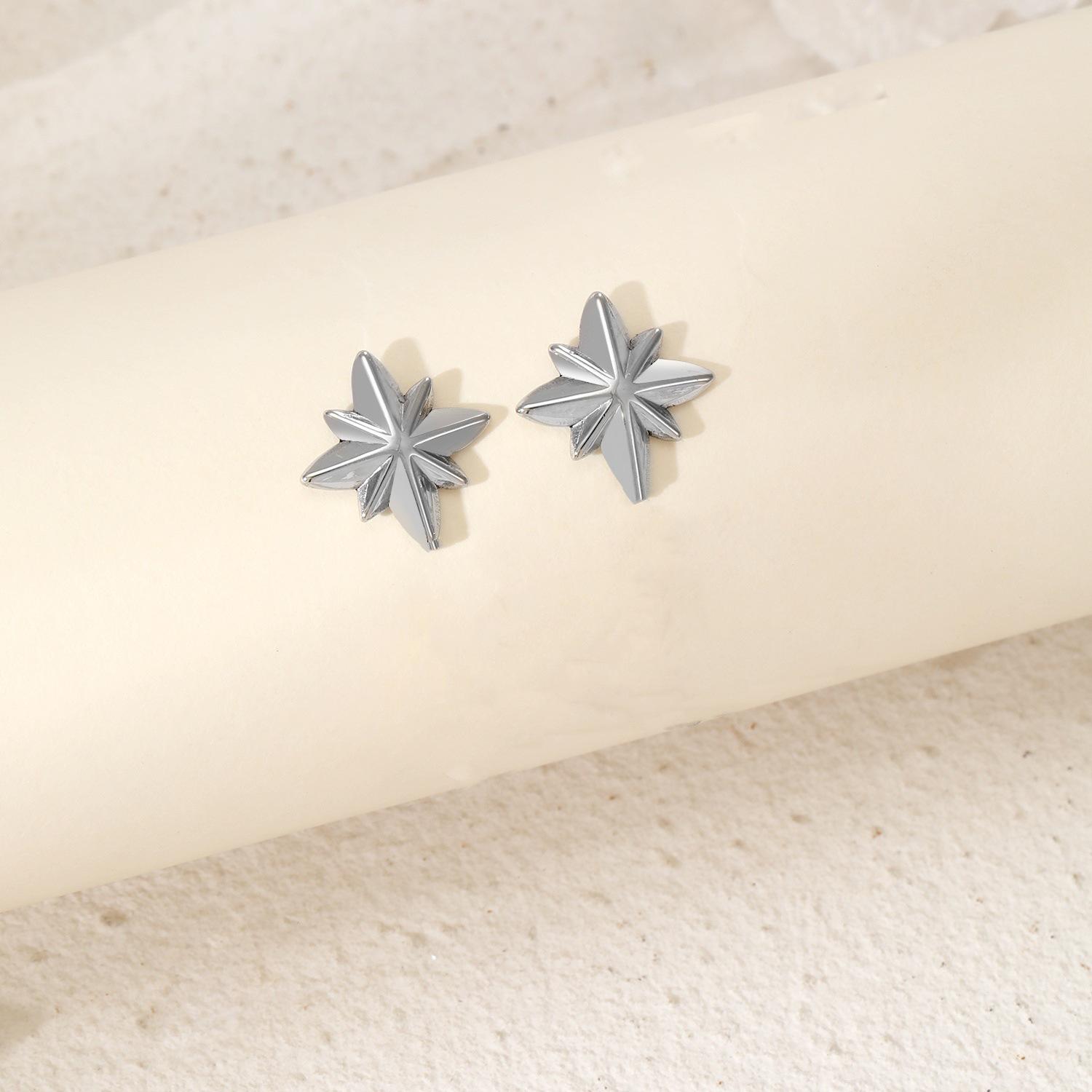 Elegant Star Design Titanium Steel Stud Earrings серебряный