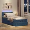 Ottoman Bed with Mattress & LEDs Blue 90x190 Cm Fabric