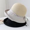 Korean-Style Women's Patchwork Hat Summer Bowknot Fisherman Beach Vacation Sunhat Accessory