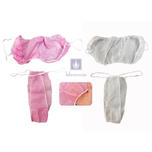 Miracroute 10-Piece Set of Disposable Nonwoven Paper Bra and Panties, Perfect for Aromatherapy, Oil, Lotion, Massage, and T-Back Use (White)
