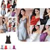 Sexy Lace Women Night Dress Nightwear Mini Deep V Straps Skirts Sleepwear Silk