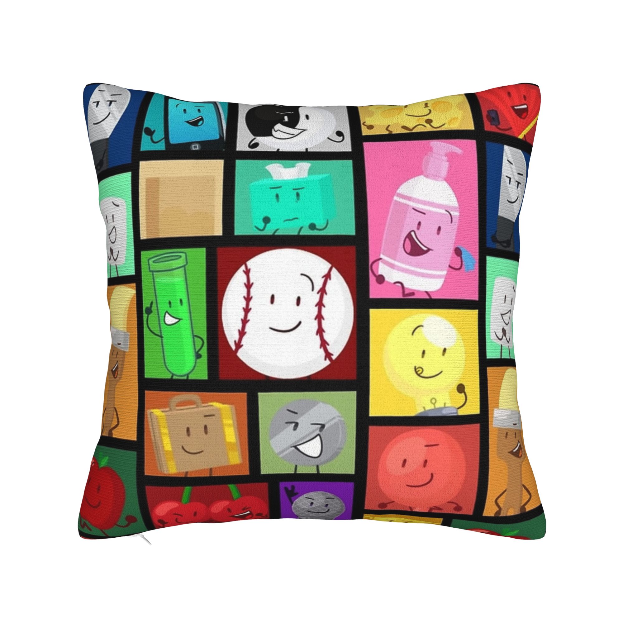 

BFDI Inanimate Cartoon Square Pillowcases Polyester Sofa Battle for Dream Island Cushion Case Creative Decor Pillowcase 40*40 20x20Inch