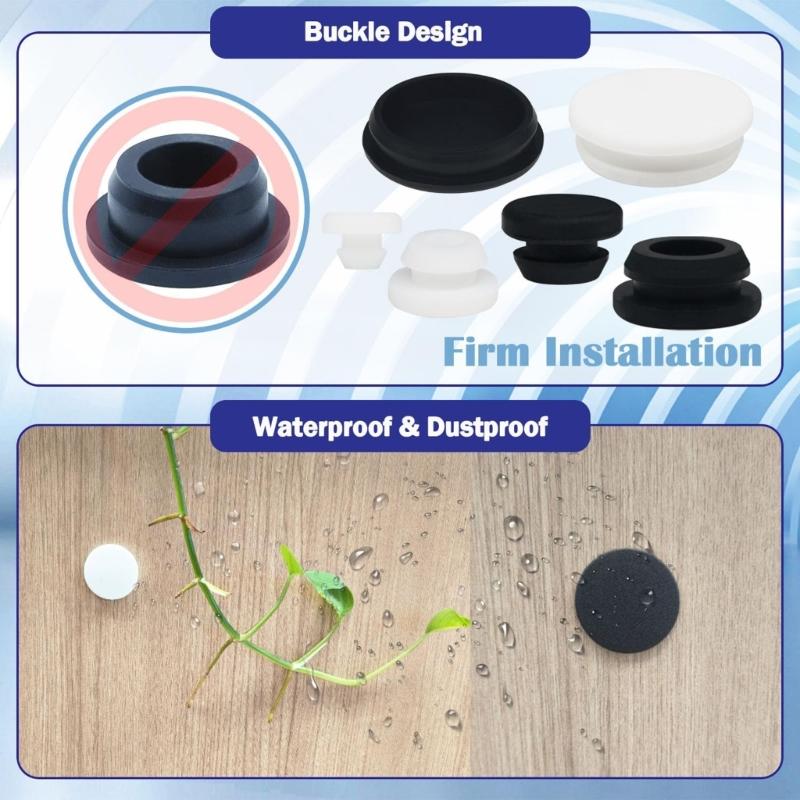 125Pieces Rubber Plugs for 1/5" 1/4" 3/8" 1/2" 5/8" 3/4" 1" Holes Silicone Durability Smooth Surfaces Easy to Install