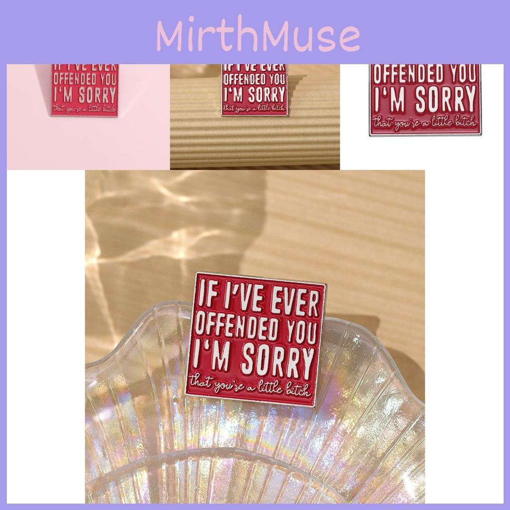 Stylish Red Metal Badge Sorry Brooch Unique Letter Design Fashionable Accessory For All