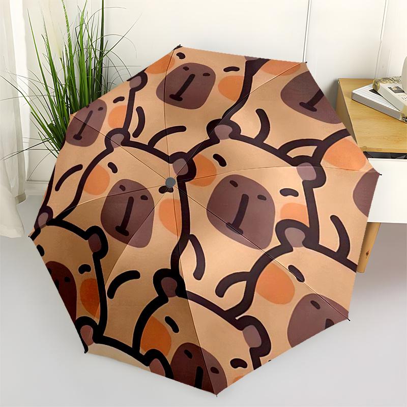 

Capybara Themed Travel Umbrella-8 Ribs Automatic Opening and Closing, Portable Folding Design, Compact and Stylish Umbrella Suitable for Out