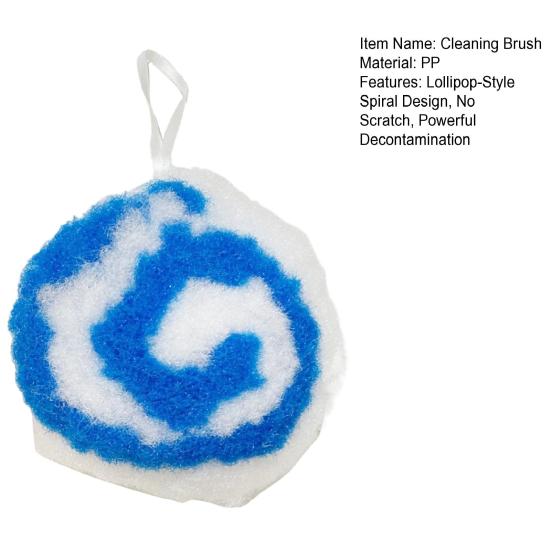 Cleaning Brush Lollipop Spiral Design Gentle No Scratch Fibers Powerful Stain Removal Bathroom Cleaning Ball Bathroom Kitchen Cleaning Tool