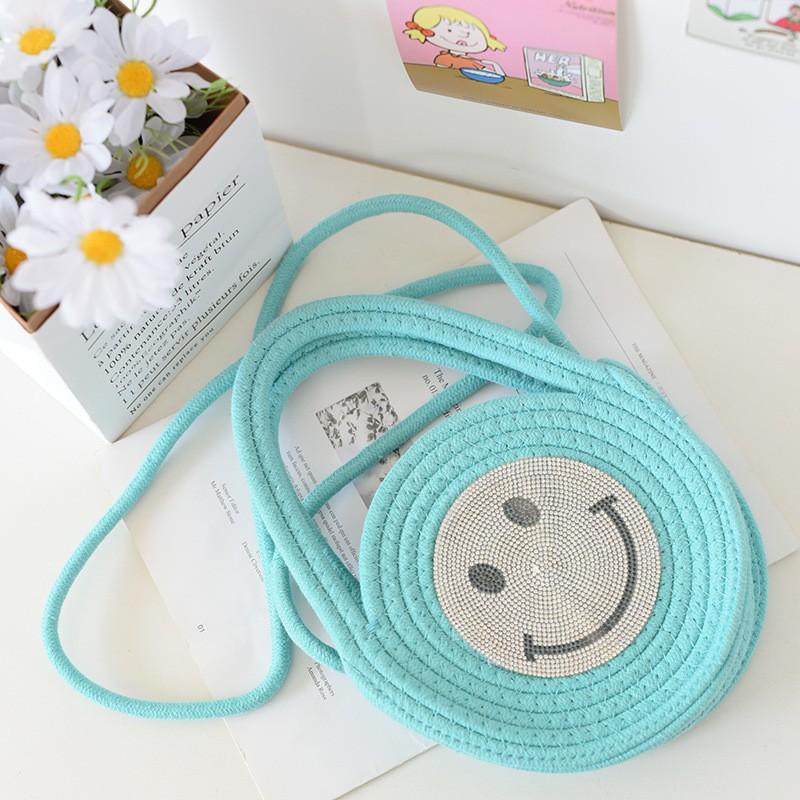 

Handbag Women Fashionable Personality All-matching Smiling Face Shoulder Bag Vacation Beach Straw зелёный