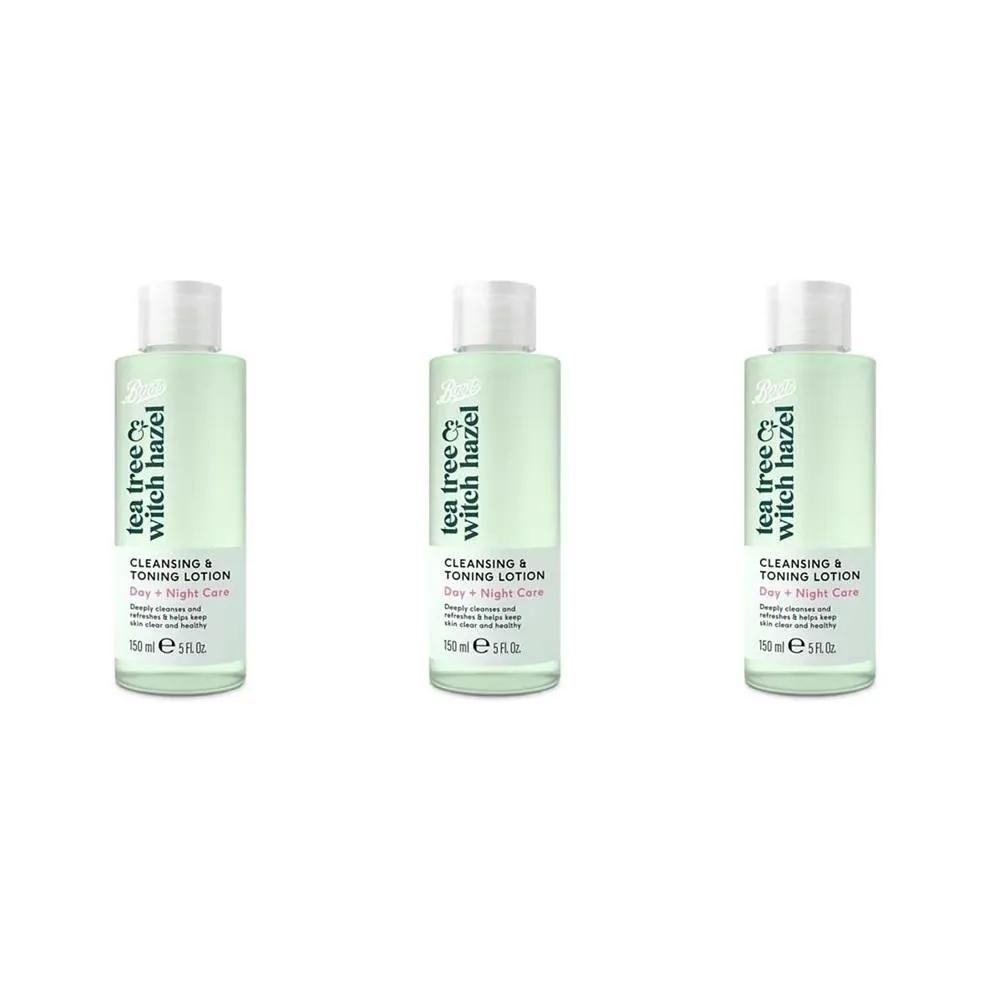 Boots Cleansing & Toning Lotion 150ml 3-Pack Tea Tree & White Hazel Boots Tea Tree & Witch Hazel Cleansing