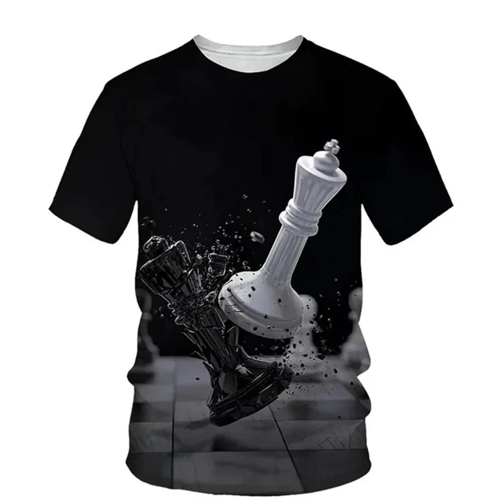 New Design Chess Graphics T-shirt Summer Leisure Fashion Men T-Shirts 3D Print Hip Hop Tees Round Neck Short Sleeve Street Tops