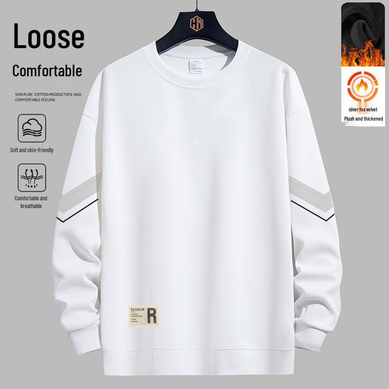 Men's Long-Sleeve Trendy Printed Hoodie - Loose Fit, Plus Velvet, Autumn/Winter Casual.