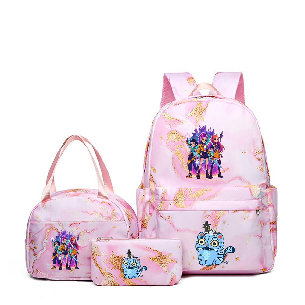 KPOP Oxford Cloth 3 Piece Set School Backpack with Lunch Bag and Pencil Case for Kids