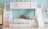 Bunk Bed, Children's Bed With Window, With Kids' Slide, Drawers with Wheels, Stairs with Handrail, With 4 Lockers In Stairs, Pine+MDF, White, 90x200