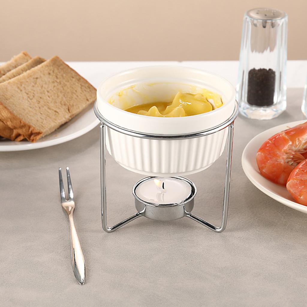Ceramic Butter Warmer Bowl Chocolate Melting Pot Fondue Pot for Household Kitchen Candy Dessert Snack Cheese - Kitchen Gadget