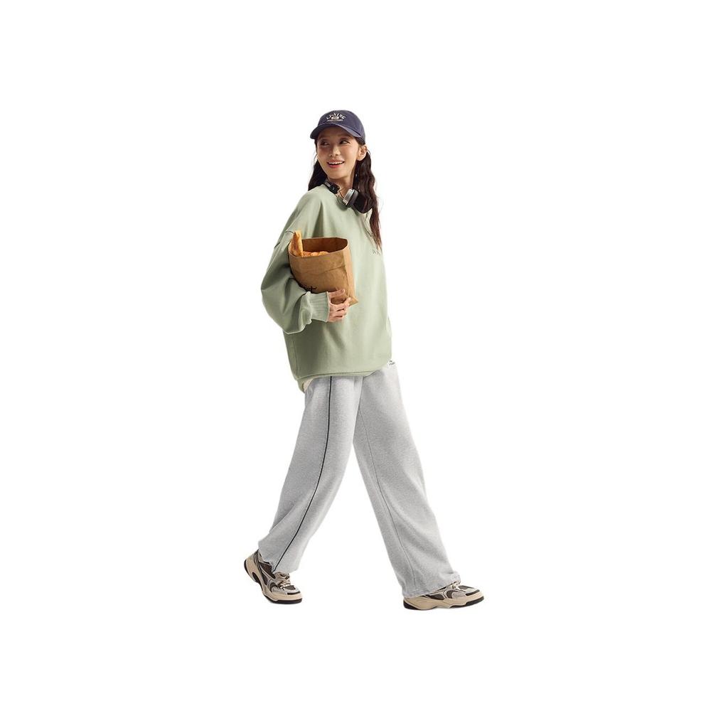 Li-Ning Sports Lifestyle Series Letter Logo Printed Straight Leg Casual Wide Leg Pants Knitted Sports Pants Women pants AKLU840-6