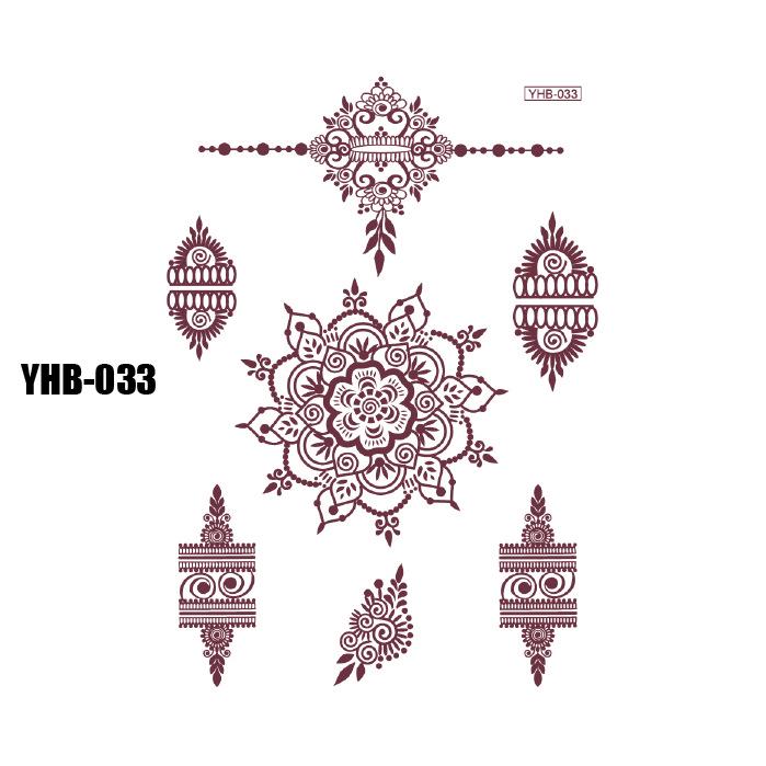 Henna Lace Tattoo Sticker for Back of Hand - Brown, Disposable, Water-Transfer