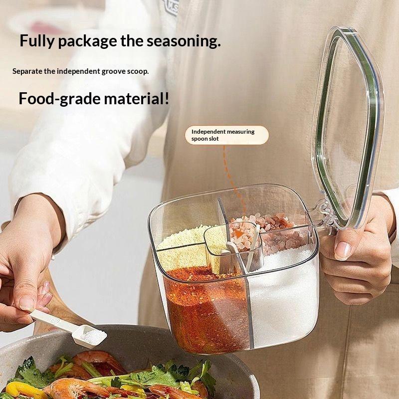 1 Set Multi Grid Multi-Function Seasoning Storage Jar Glutamate Pepper Storage Transparent Seasoning Box