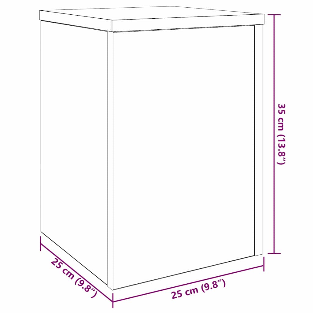 Plant Stand 2 pcs Black Oak Look 25 x 25 x 35 cm