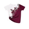 Summer Fashion Floral Asymmetrical Color Blocked Round Neck Short Sleeved Printed Women's T-shirts