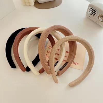 Fashion Coffee Color Head Band Vintage Wide Hair Hoop for Girls Soft Sponge Elegant Headwear Girls Women Hair Accessories