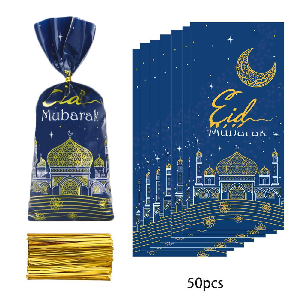 50/100 Stück Eid Mubarak Geschenktüten mit Kordel Feiertagsverpackungsbeutel für Kinder Mädchen Jungen Geburtstagsparty