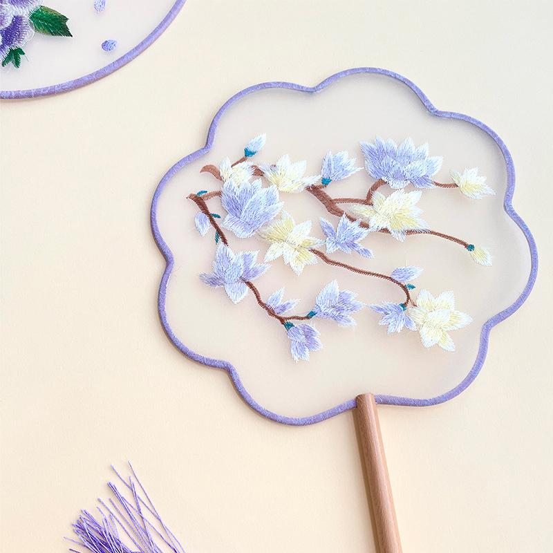 Chinese Ancient Style Round Fan Silk Embroidered Cheongsam Fan Dance Performance Photography Props Home Decor