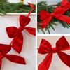 Christmas Velvet Bow Garland Decoration Pre-Strung Red White Ball Ornament Home Office Bedroom Xmas Tree Mantel Fireplace Shelf Indoor Holiday Decor