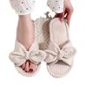 Bow open women's autumn and winter indoor and outdoor thick-soled warm plush shoes one-word open cotton slippers
