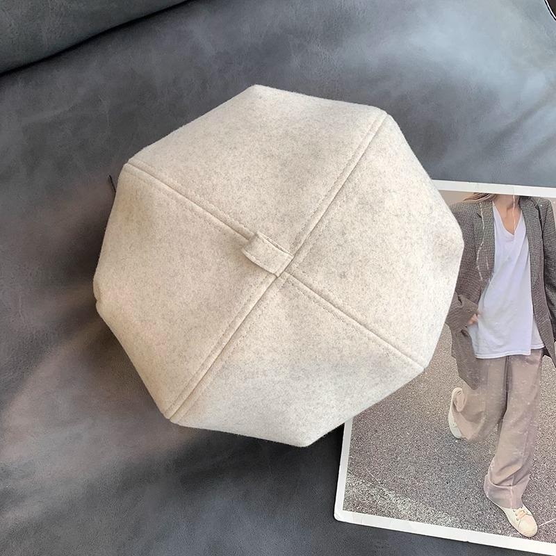 Autumn and winter star anise beret female hat painter hat showing face small spring and autumn pumpkin hat female high sense