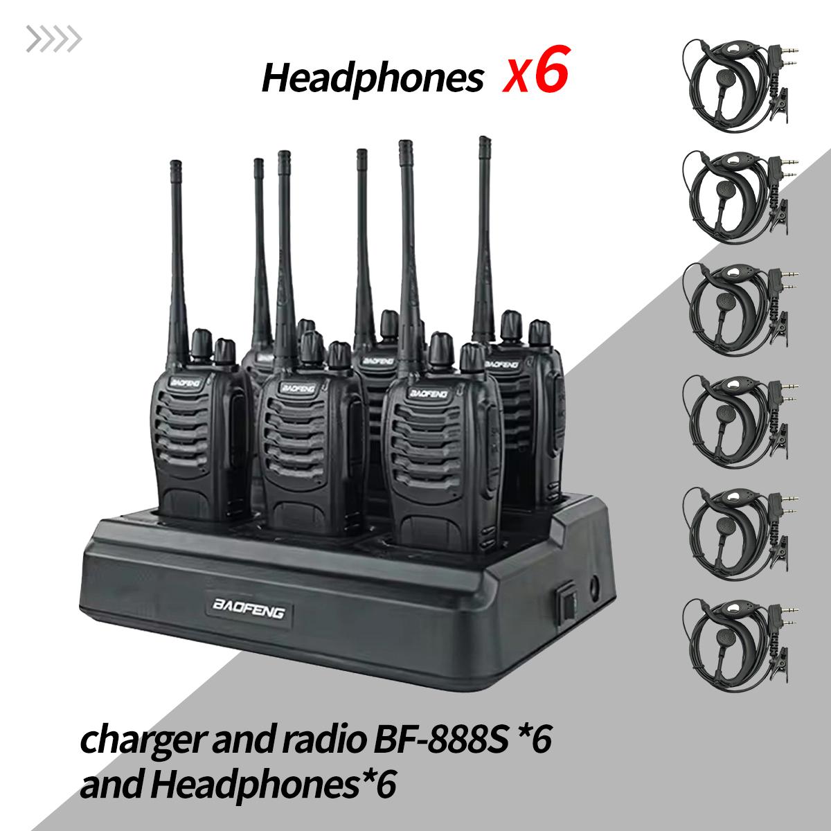 Pachet 6 buc Baofeng 888S Walkie Talkie UHF Radio bidirecțional cu rază lungă pentru adulți Radio Walkie Talkies Transceiver portabil pentru handheld