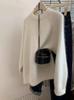 Women's Pink Cashmere Round Neck Long Sleeve Heavyweight Sweater