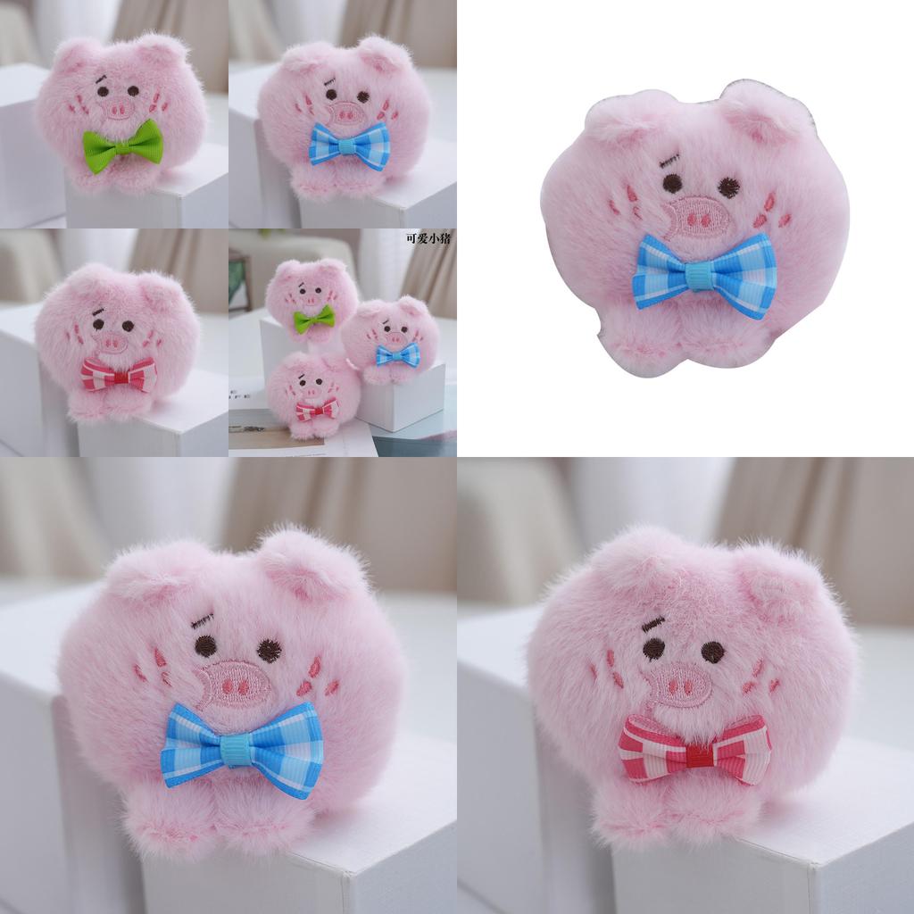 Delightful Mini Plush Pig Keychain With Colorful Bow Ties And Soft Furry Feel