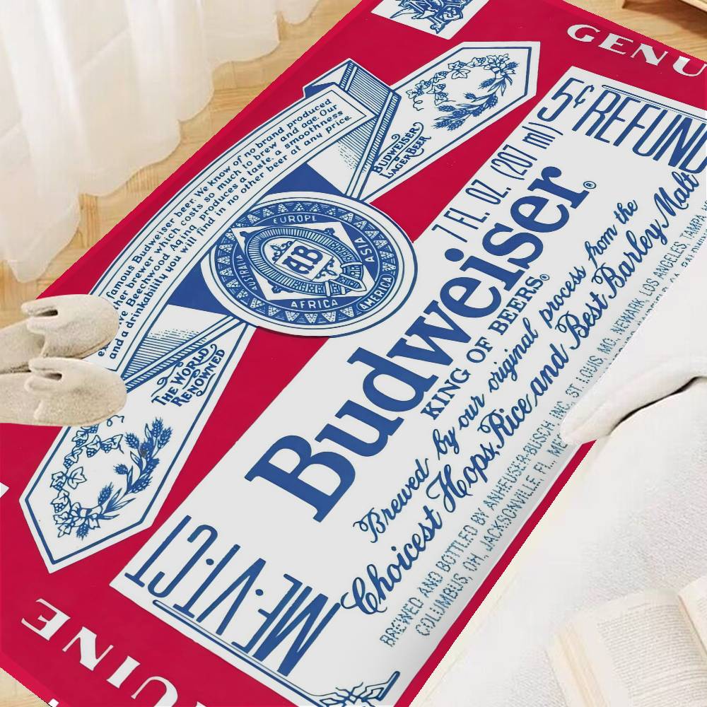 B-BudweiserS Beer Door Mat Washable Non-Slip Living Room Sofa Chairs Area Mat Kitchen Toilet Rug